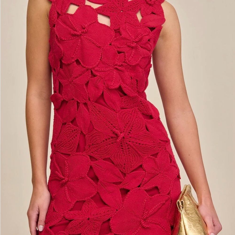Cult Gaia Meira knit Merlot Floral Mini Dress